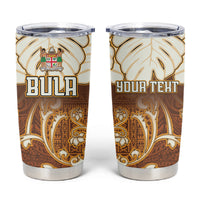 Personalized Fiji Spring Break Tumbler Cup Fijian Tapa Pattern Brown LT05 Brown - Polynesian Pride