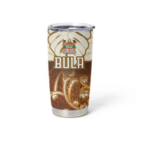 Personalized Fiji Spring Break Tumbler Cup Fijian Tapa Pattern Brown LT05 - Polynesian Pride