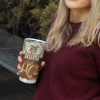 Personalized Fiji Spring Break Tumbler Cup Fijian Tapa Pattern Brown LT05 - Polynesian Pride
