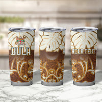 Personalized Fiji Spring Break Tumbler Cup Fijian Tapa Pattern Brown LT05 - Polynesian Pride