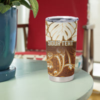 Personalized Fiji Spring Break Tumbler Cup Fijian Tapa Pattern Brown LT05 - Polynesian Pride