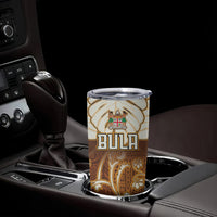 Personalized Fiji Spring Break Tumbler Cup Fijian Tapa Pattern Brown LT05 - Polynesian Pride