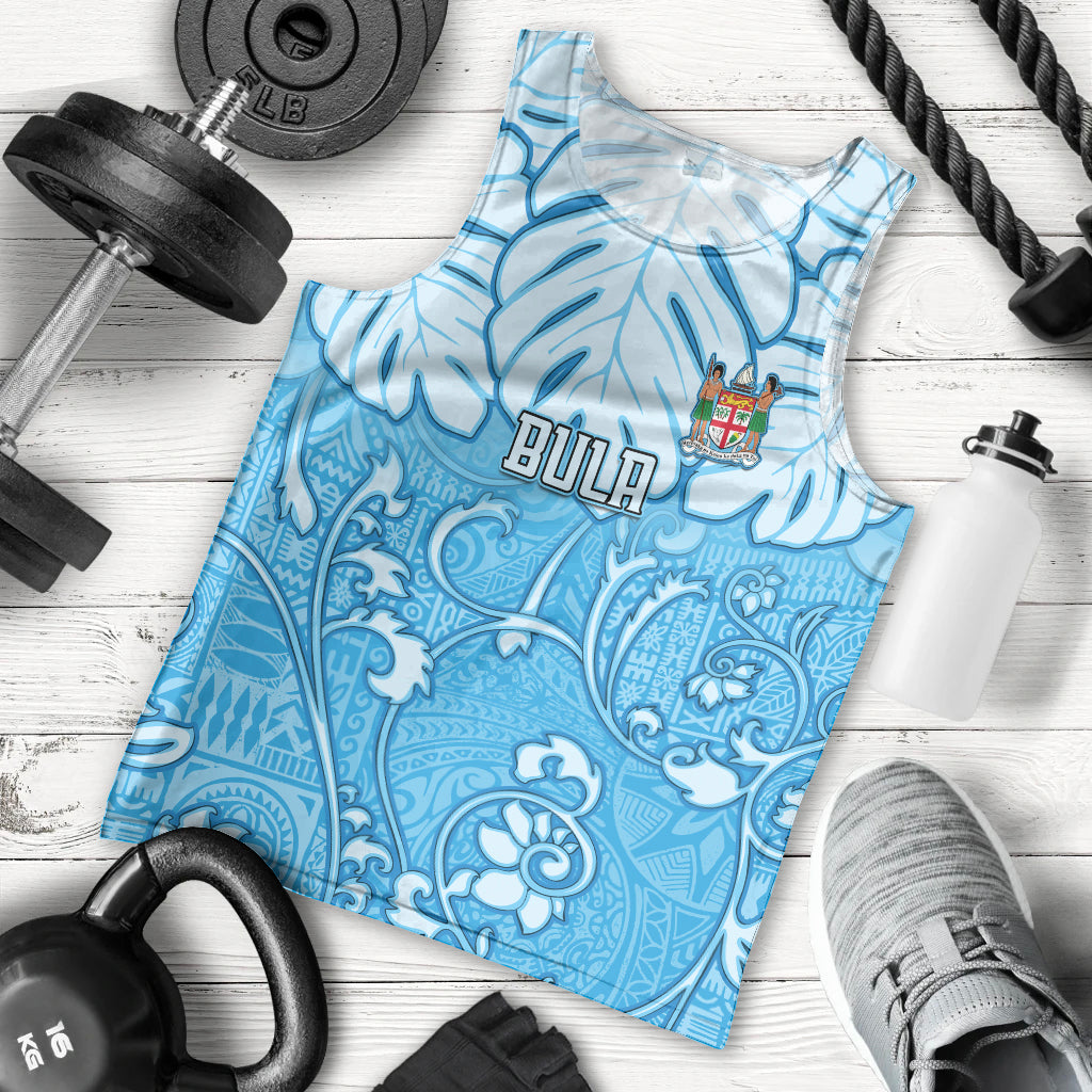 Personalized Fiji Spring Break Men Tank Top Fijian Tapa Pattern Blue LT05 Blue - Polynesian Pride