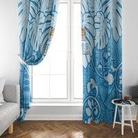 Fiji Spring Break Window Curtain Fijian Tapa Pattern Blue LT05 - Polynesian Pride
