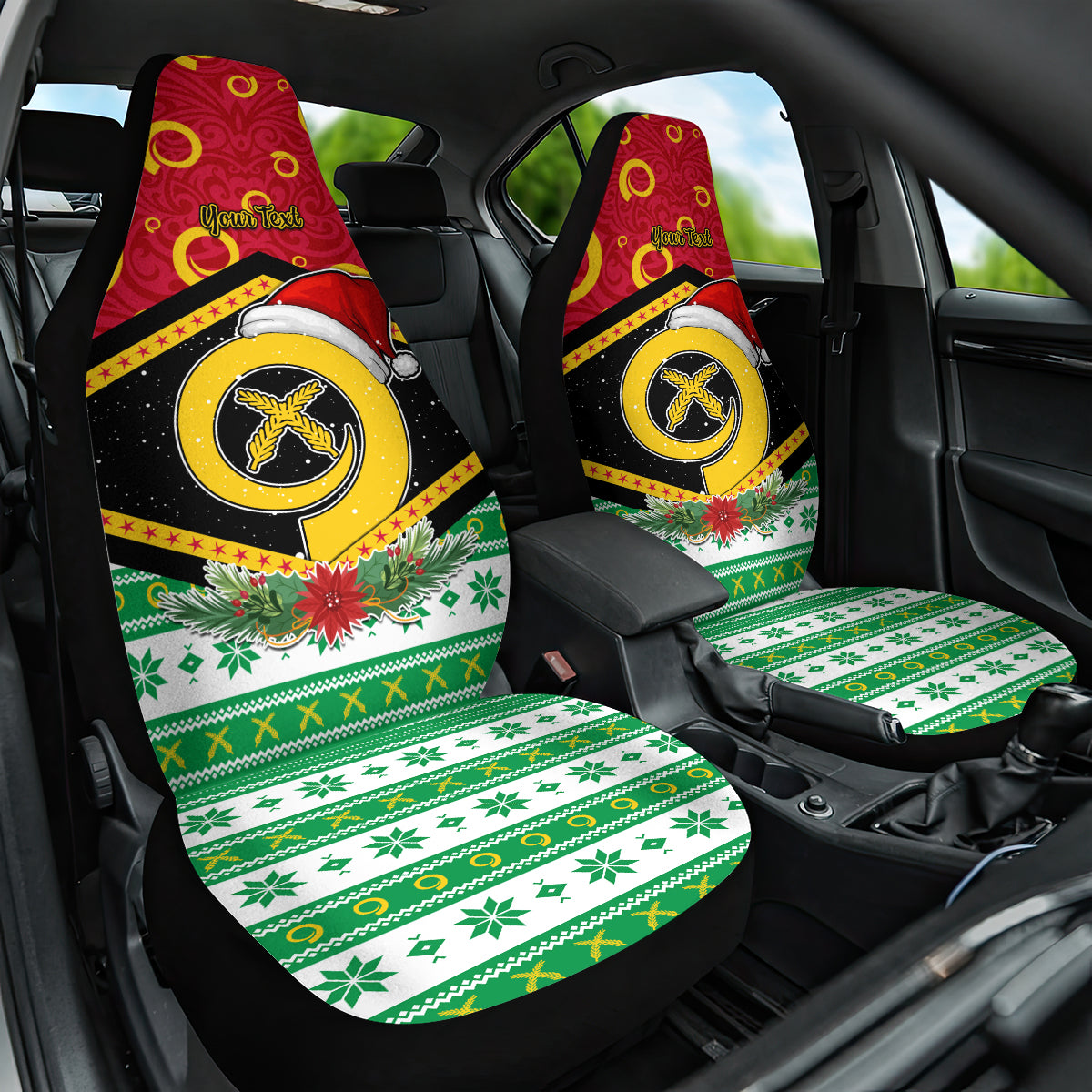 Personalized Vanuatu Christmas Car Seat Cover Santa God Yumi LT05 One Size Red - Polynesian Pride