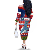 Personalized Samoa Christmas Family Matching Off Shoulder Long Sleeve Dress and Hawaiian Shirt Santas Whale Manuia Le Kerisimasi LT05 - Polynesian Pride