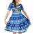 Personalized Fiji Christmas Kid Short Sleeve Dress Santa Claus Surf Marau Na Kerisimasi LT05 KID Blue - Polynesian Pride