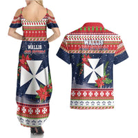 Wallis and Futuna Christmas Couples Matching Summer Maxi Dress and Hawaiian Shirt Poinsettia Joyeux Noel LT05 - Polynesian Pride