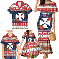 Wallis and Futuna Christmas Family Matching Mermaid Dress and Hawaiian Shirt Poinsettia Joyeux Noel LT05 - Polynesian Pride