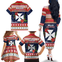 Wallis and Futuna Christmas Family Matching Off The Shoulder Long Sleeve Dress and Hawaiian Shirt Poinsettia Joyeux Noel LT05 - Polynesian Pride
