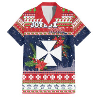 Wallis and Futuna Christmas Family Matching Off The Shoulder Long Sleeve Dress and Hawaiian Shirt Poinsettia Joyeux Noel LT05 Dad's Shirt - Short Sleeve Red - Polynesian Pride