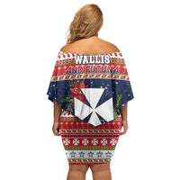 Wallis and Futuna Christmas Family Matching Off Shoulder Short Dress and Hawaiian Shirt Poinsettia Joyeux Noel LT05 - Polynesian Pride