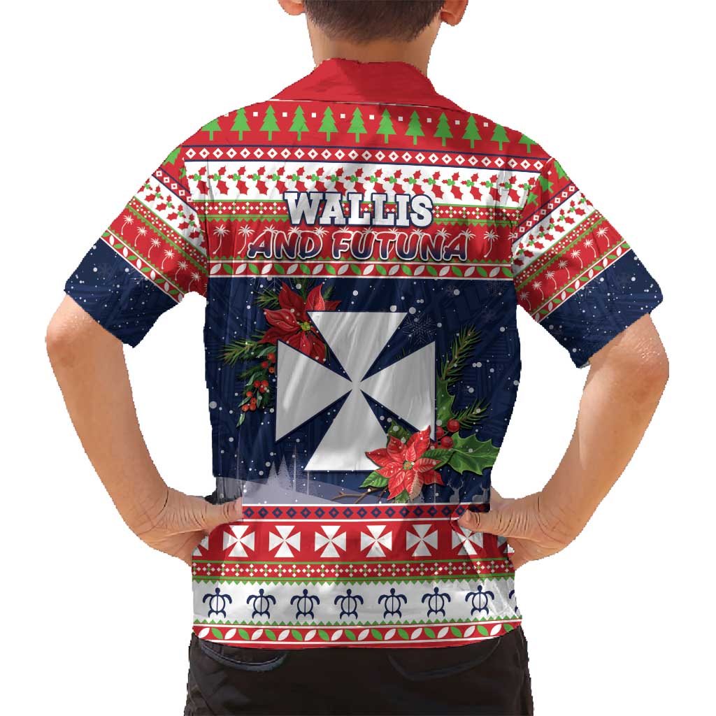 Wallis and Futuna Christmas Family Matching Puletasi and Hawaiian Shirt Poinsettia Joyeux Noel LT05 - Polynesian Pride