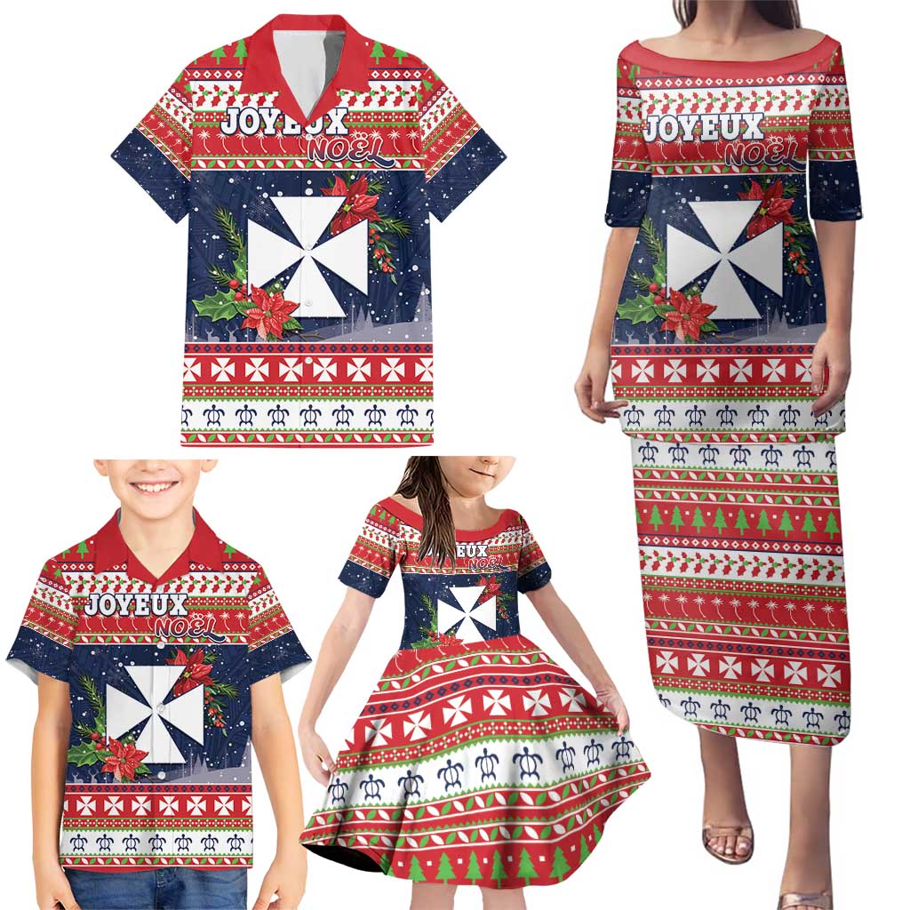 Wallis and Futuna Christmas Family Matching Puletasi and Hawaiian Shirt Poinsettia Joyeux Noel LT05 - Polynesian Pride
