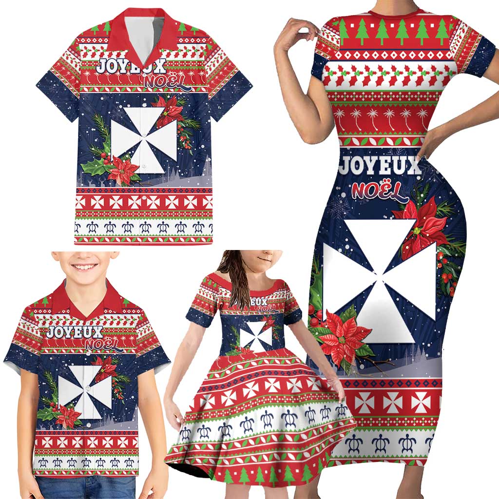 Wallis and Futuna Christmas Family Matching Short Sleeve Bodycon Dress and Hawaiian Shirt Poinsettia Joyeux Noel LT05 - Polynesian Pride