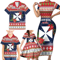 Wallis and Futuna Christmas Family Matching Short Sleeve Bodycon Dress and Hawaiian Shirt Poinsettia Joyeux Noel LT05 - Polynesian Pride
