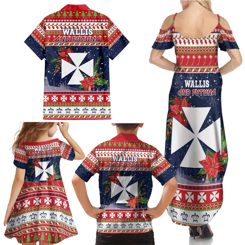 Wallis and Futuna Christmas Family Matching Summer Maxi Dress and Hawaiian Shirt Poinsettia Joyeux Noel LT05 - Polynesian Pride