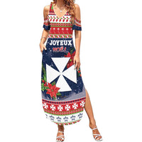 Wallis and Futuna Christmas Family Matching Summer Maxi Dress and Hawaiian Shirt Poinsettia Joyeux Noel LT05 Mom's Dress Red - Polynesian Pride