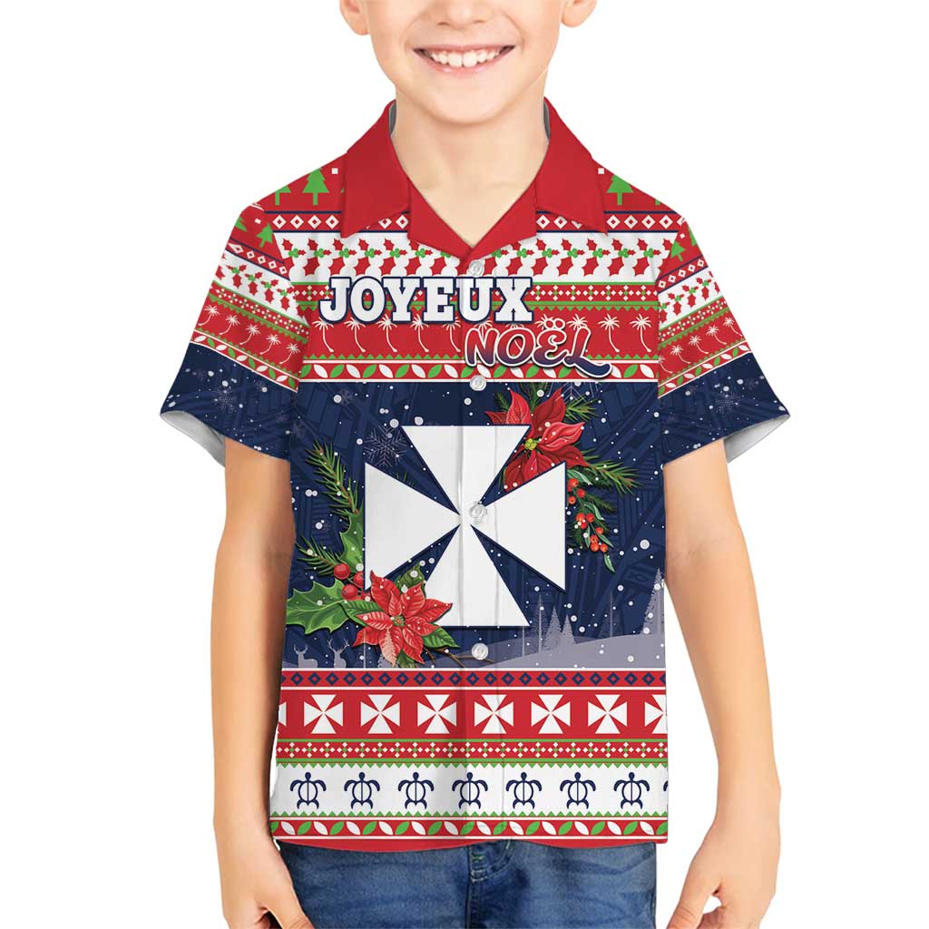 Wallis and Futuna Christmas Family Matching Summer Maxi Dress and Hawaiian Shirt Poinsettia Joyeux Noel LT05 Son's Shirt Red - Polynesian Pride