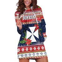 Wallis and Futuna Christmas Hoodie Dress Poinsettia Joyeux Noel LT05 Red - Polynesian Pride