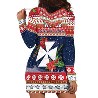 Wallis and Futuna Christmas Hoodie Dress Poinsettia Joyeux Noel LT05 - Polynesian Pride