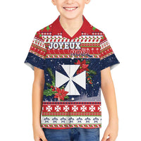 Wallis and Futuna Christmas Kid Hawaiian Shirt Poinsettia Joyeux Noel LT05 Kid Red - Polynesian Pride