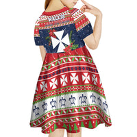 Wallis and Futuna Christmas Kid Short Sleeve Dress Poinsettia Joyeux Noel LT05 - Polynesian Pride