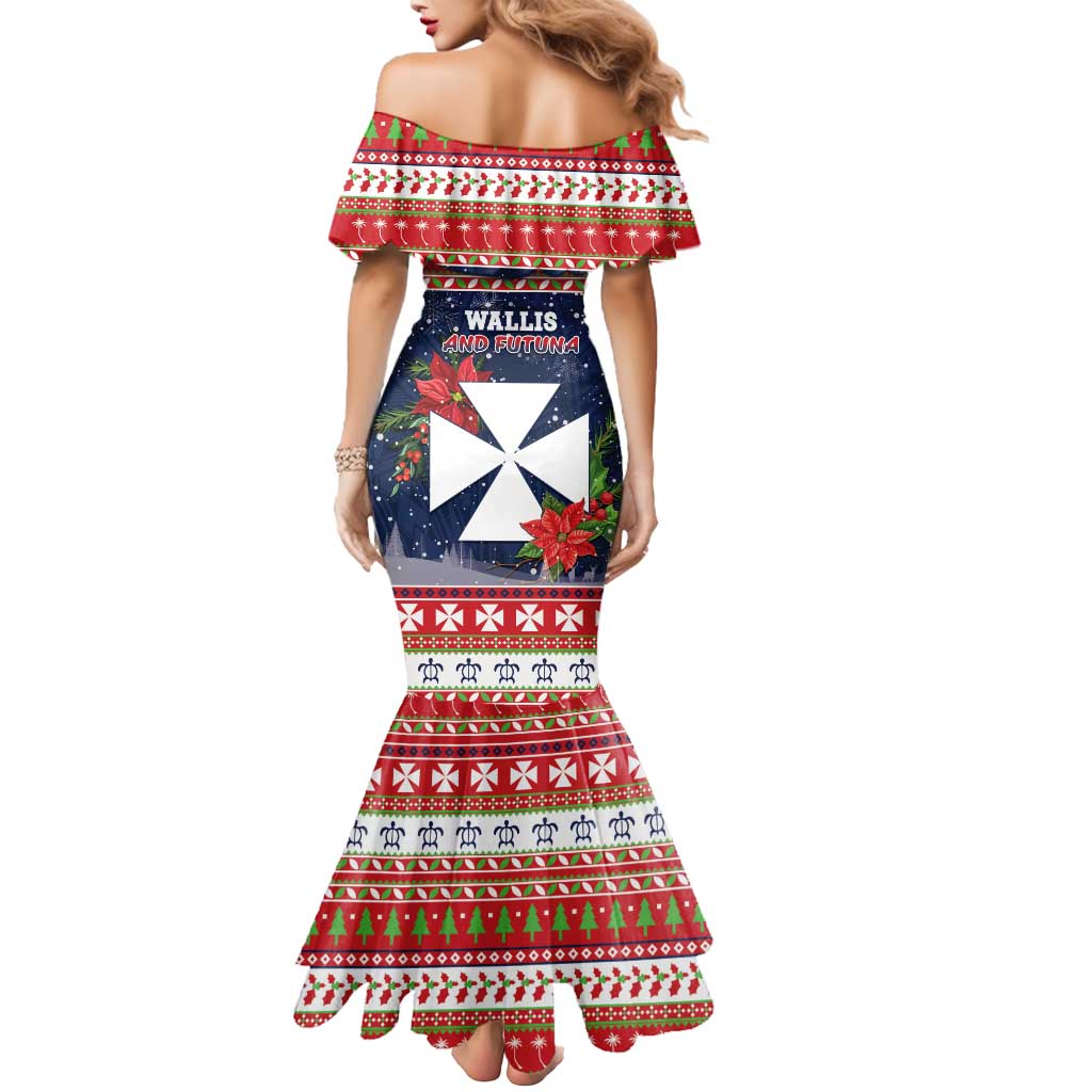 Wallis and Futuna Christmas Mermaid Dress Poinsettia Joyeux Noel LT05 - Polynesian Pride