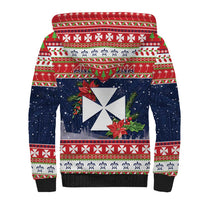 Wallis and Futuna Christmas Sherpa Hoodie Poinsettia Joyeux Noel LT05 - Polynesian Pride