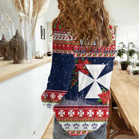 Wallis and Futuna Christmas Women Casual Shirt Poinsettia Joyeux Noel LT05 - Polynesian Pride