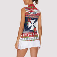 Wallis and Futuna Christmas Women Sleeveless Polo Shirt Poinsettia Joyeux Noel LT05 - Polynesian Pride
