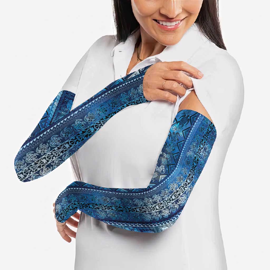 Hawaii Makahiki Turtle Arm Sleeves Galaxy Tapa Pattern - Polynesian Pride