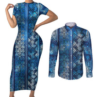 Hawaii Makahiki Turtle Couples Matching Short Sleeve Bodycon Dress and Long Sleeve Button Shirt Galaxy Tapa Pattern LT05 Galaxy - Polynesian Pride