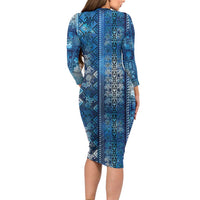 Hawaii Makahiki Turtle Family Matching Long Sleeve Bodycon Dress and Hawaiian Shirt Galaxy Tapa Pattern LT05 - Polynesian Pride