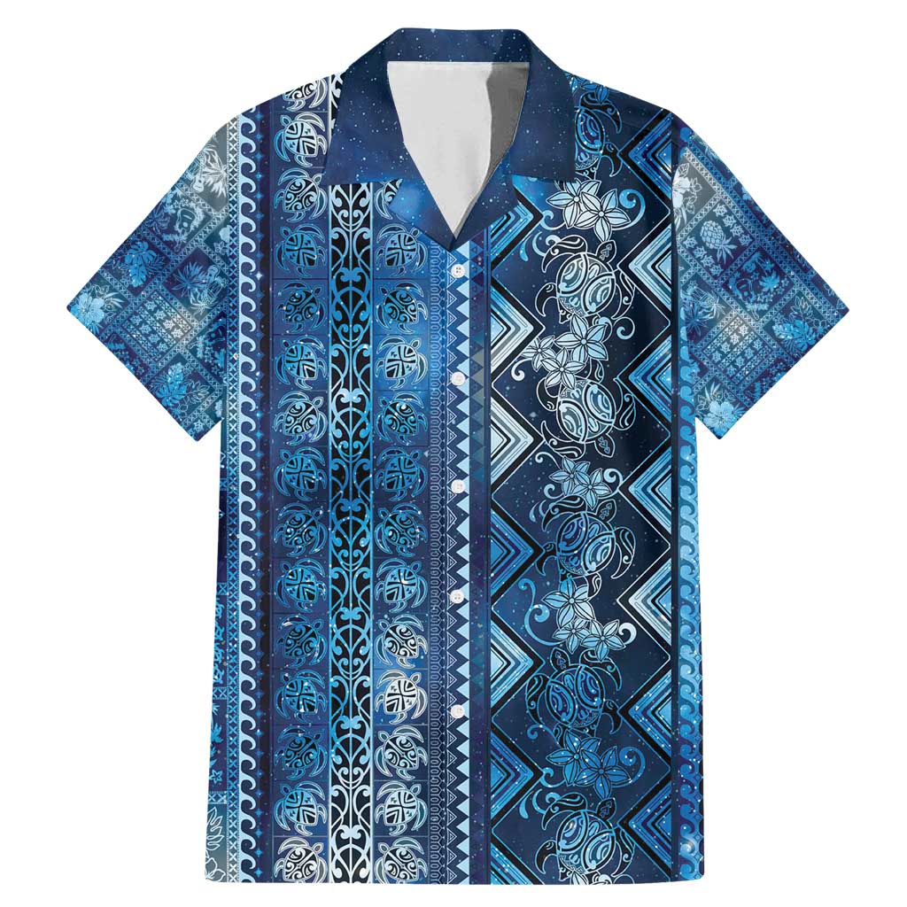 Hawaii Makahiki Turtle Family Matching Mermaid Dress and Hawaiian Shirt Galaxy Tapa Pattern LT05 Dad's Shirt - Short Sleeve Galaxy - Polynesian Pride