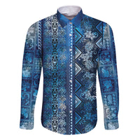 Hawaii Makahiki Turtle Family Matching Off The Shoulder Long Sleeve Dress and Hawaiian Shirt Galaxy Tapa Pattern LT05 Dad's Shirt - Long Sleeve Galaxy - Polynesian Pride