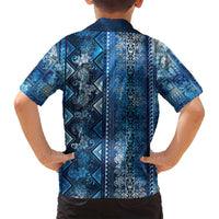 Hawaii Makahiki Turtle Family Matching Off Shoulder Short Dress and Hawaiian Shirt Galaxy Tapa Pattern LT05 - Polynesian Pride