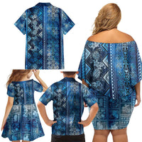 Hawaii Makahiki Turtle Family Matching Off Shoulder Short Dress and Hawaiian Shirt Galaxy Tapa Pattern LT05 - Polynesian Pride