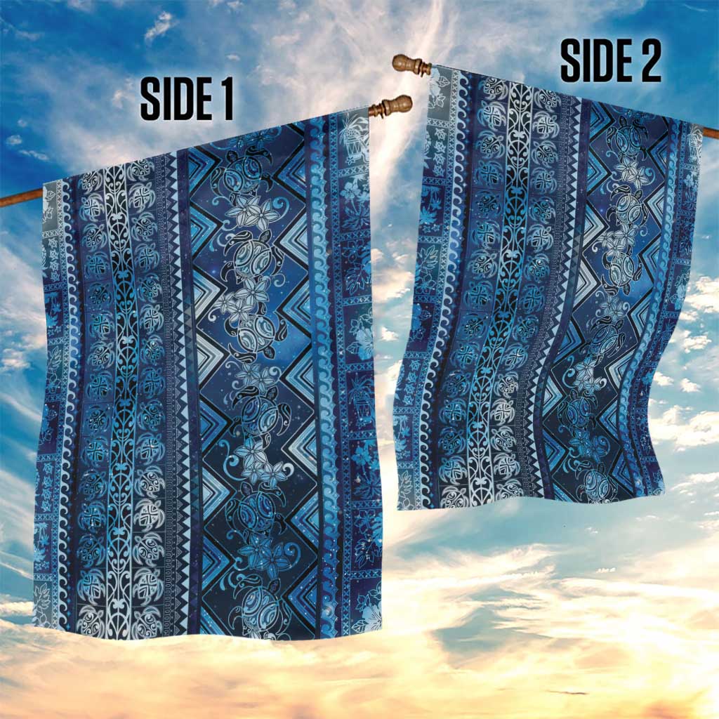 Hawaii Makahiki Turtle Garden Flag Galaxy Tapa Pattern - Polynesian Pride
