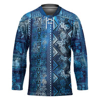 Hawaii Makahiki Turtle Hockey Jersey Galaxy Tapa Pattern - Polynesian Pride
