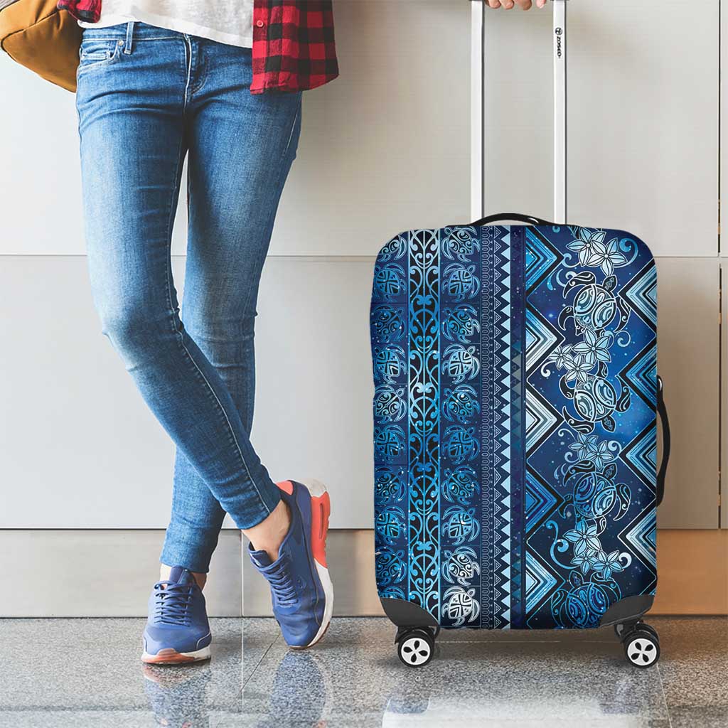 Hawaii Makahiki Turtle Luggage Cover Galaxy Tapa Pattern - Polynesian Pride