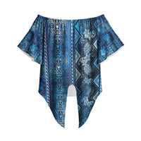 Hawaii Makahiki Turtle Off Shoulder Wrap Waist Top Galaxy Tapa Pattern LT05 Galaxy - Polynesian Pride