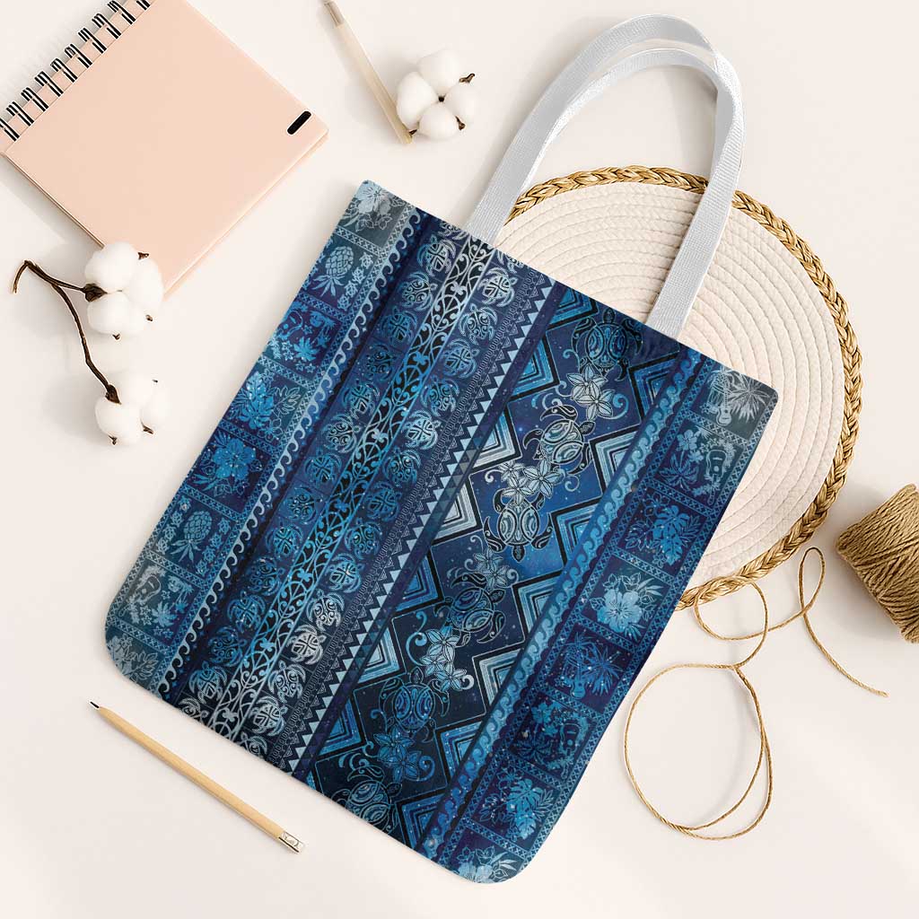 Hawaii Makahiki Turtle Tote Bag Galaxy Tapa Pattern - Polynesian Pride