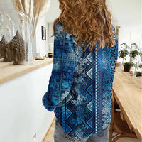 Hawaii Makahiki Turtle Women Casual Shirt Galaxy Tapa Pattern - Polynesian Pride