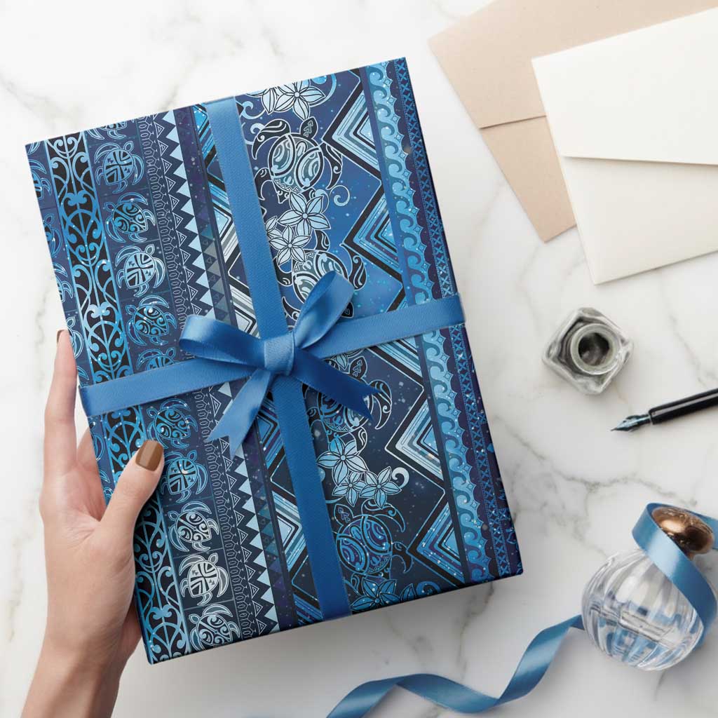 Hawaii Makahiki Turtle Wrapping Paper Galaxy Tapa Pattern - Polynesian Pride