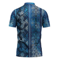 Hawaii Makahiki Turtle Zipper Polo Shirt Galaxy Tapa Pattern - Polynesian Pride