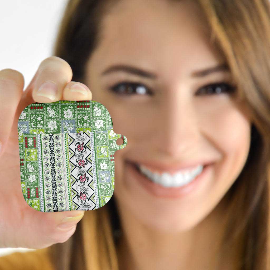 Hawaii Makahiki Turtle AirPods Case Green Tapa Pattern - Polynesian Pride