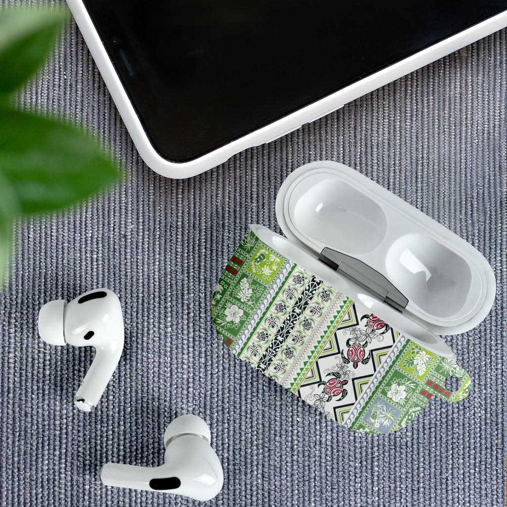 Hawaii Makahiki Turtle AirPods Case Green Tapa Pattern - Polynesian Pride