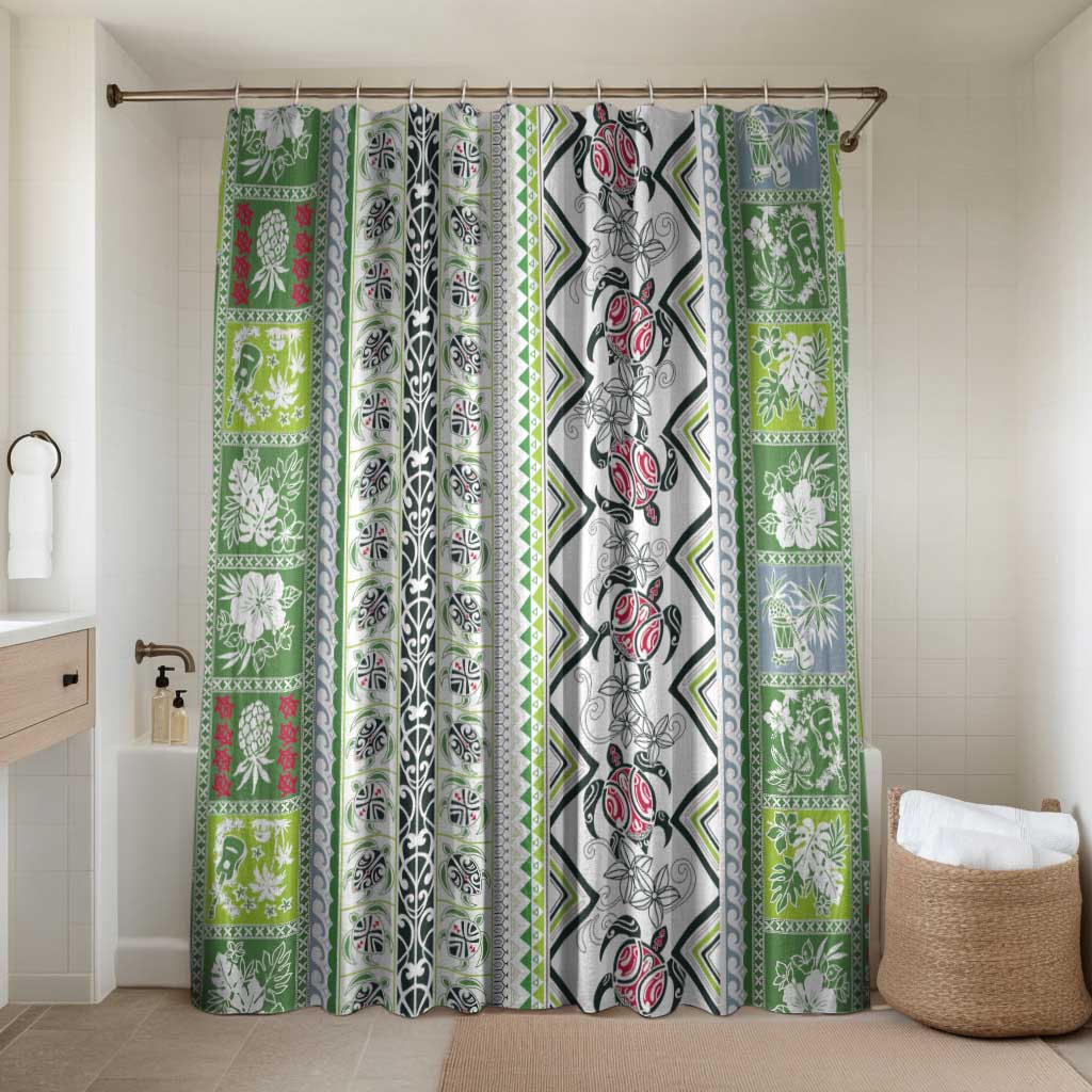 Hawaii Makahiki Turtle Bathroom Set Green Tapa Pattern - Polynesian Pride