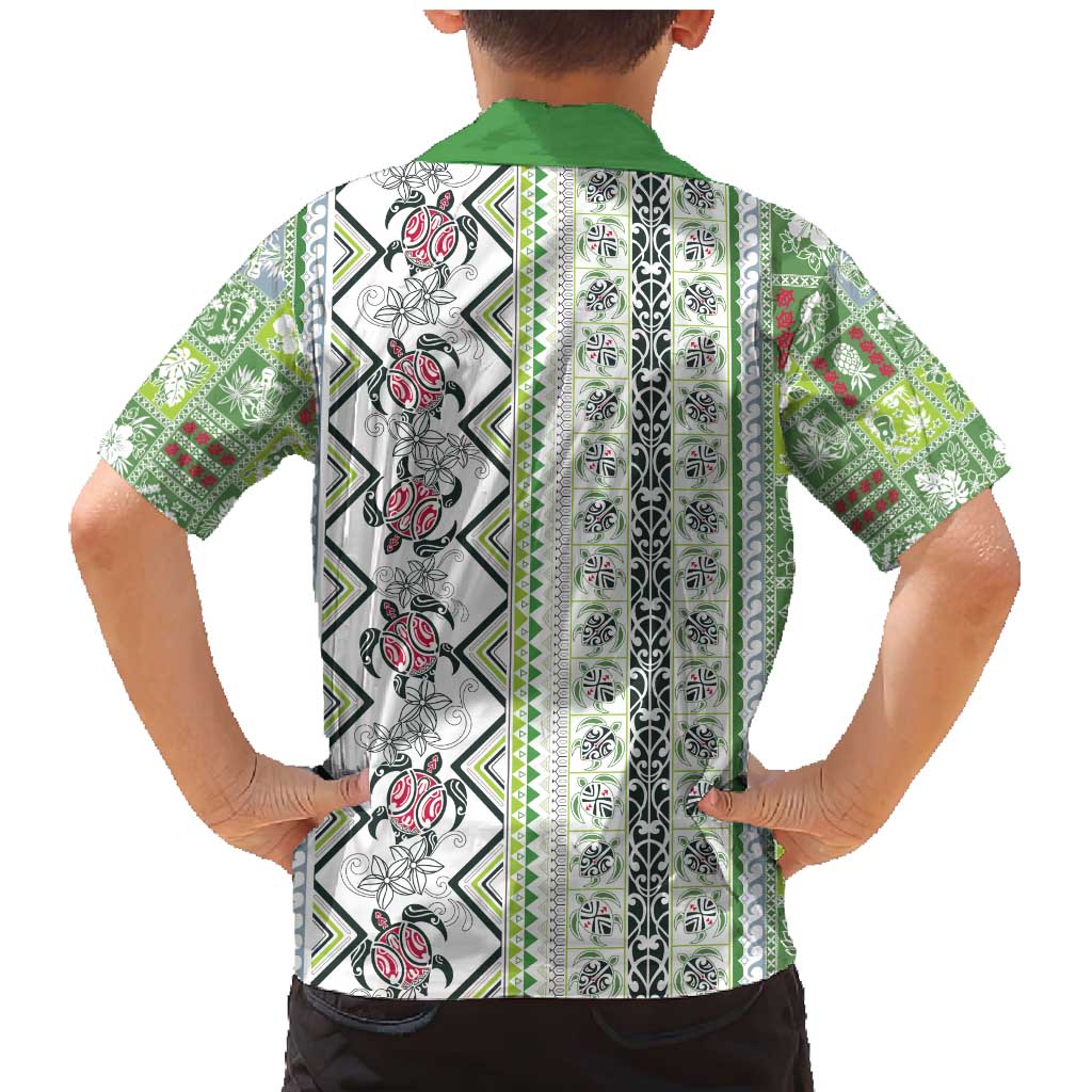 Hawaii Makahiki Turtle Family Matching Mermaid Dress and Hawaiian Shirt Green Tapa Pattern LT05 - Polynesian Pride
